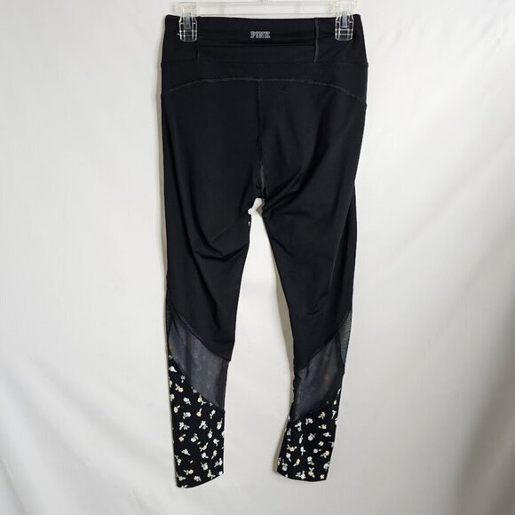 VICTORIA'S SECRET PINK Ultimate Leggings BLACK & YELLOW FLORAL size M Athleisure - Picture 6 of 8